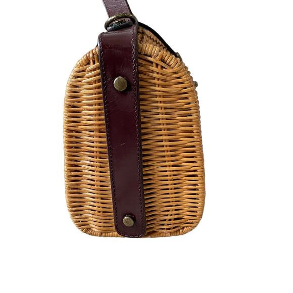 Vintage 60's 70's ETIENNE AIGNER Wicker Rattan Handbag with Leather Strap Brown - Picture 7 of 15